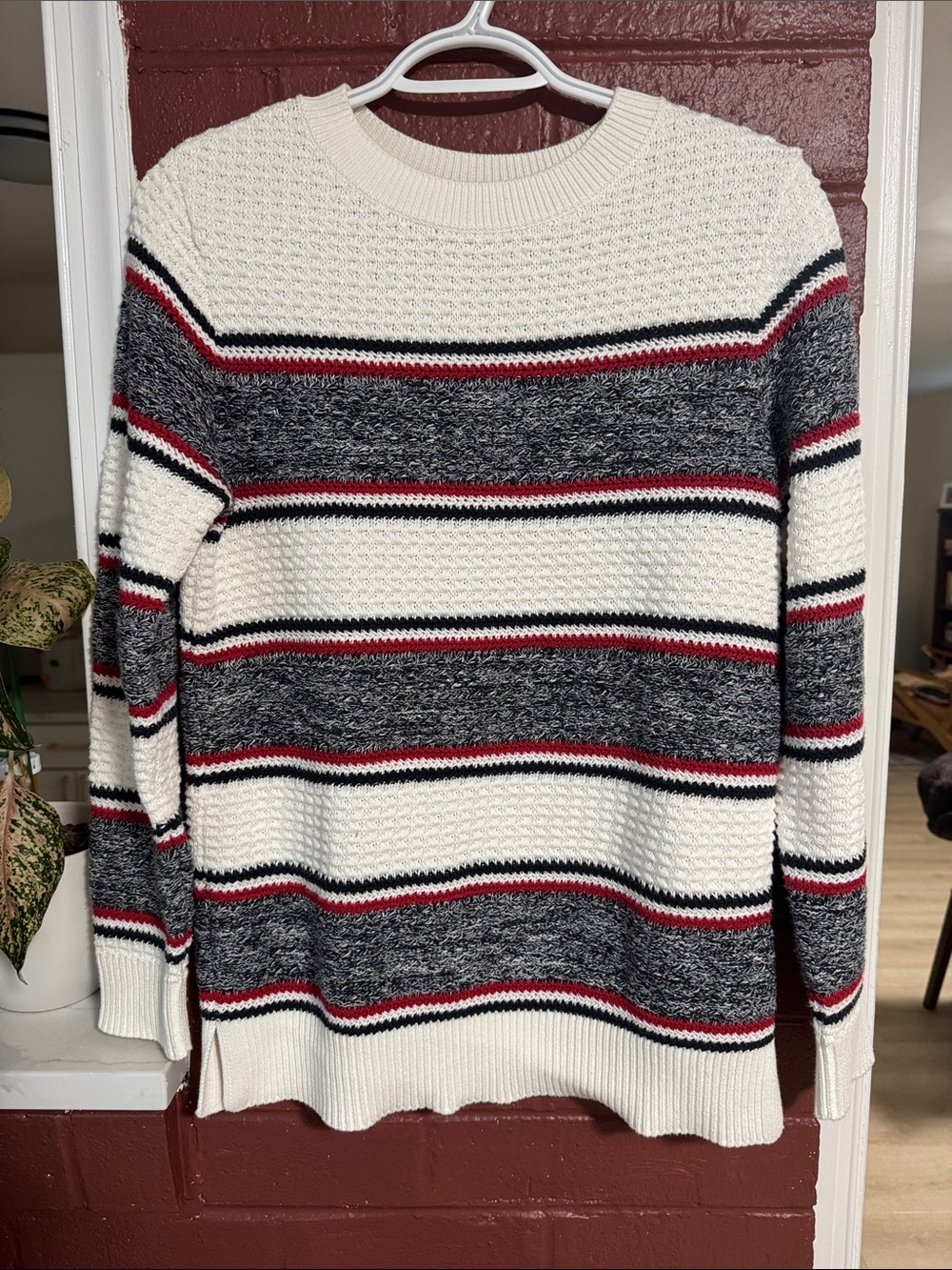 Barbour Merseyside Knit Ribbed Striped Crewneck Sweater 100% Cotton Size 6